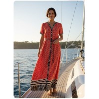 Vestido largo estampado peces