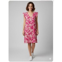 Vestido estampado fucsia con bolsillos