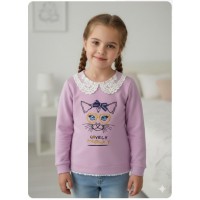 Sudadera rosa gato con gafas doradas Ana Leza