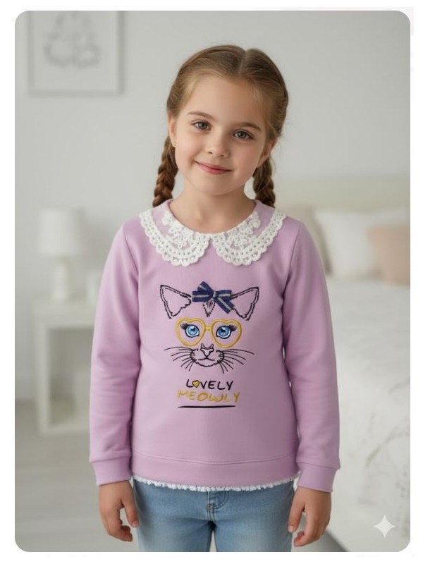 Sudadera rosa gato con gafas doradas Ana Leza