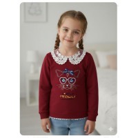 Sudadera grana gato con gafas plateadas Ana Leza