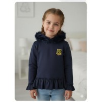 Sudadera volantes capucha parche marino Mon petit bonbon