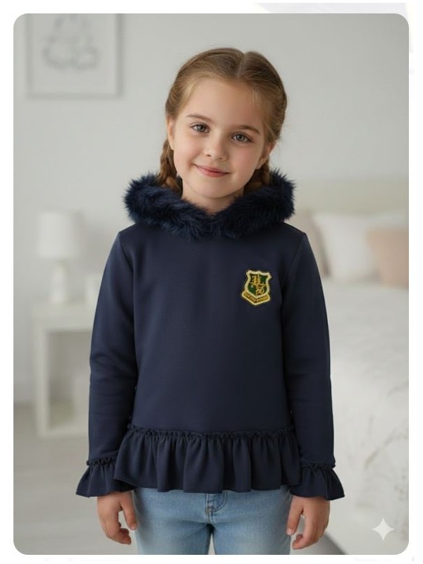 Sudadera volantes capucha parche marino Mon petit bonbon