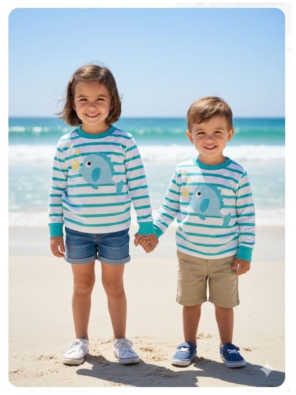 Sudadera rayas pez Mon petit bonbon