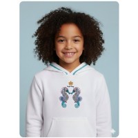 Sudadera Royal Navy blanca capucha bordado caballitos