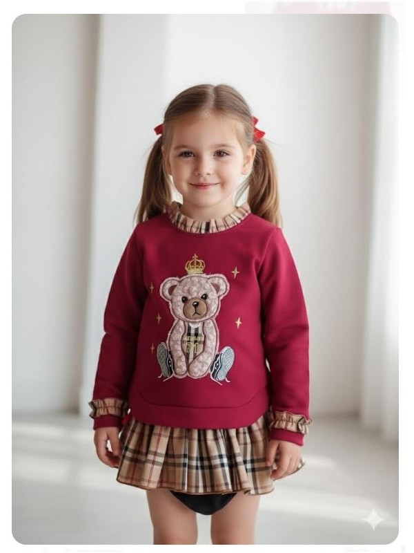 Conjunto oso basket teddy grana sudadera y braga Ana Leza