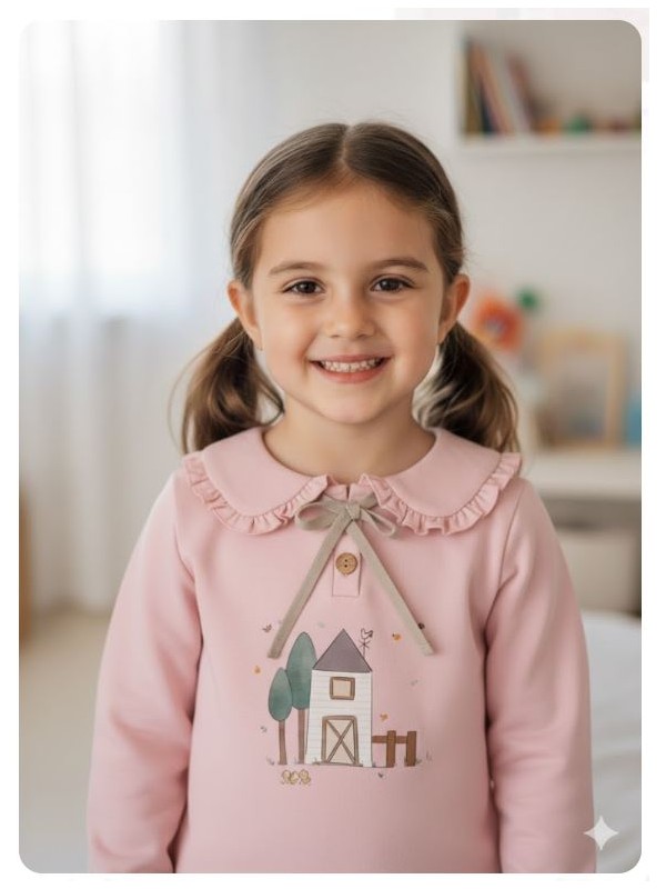 Sudadera ni&ntilde;a rosa granja pio pio