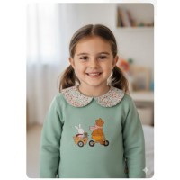 Sudadera verde agua oso bicicleta de Pio pio