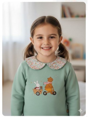 Sudadera verde agua oso bicicleta de Pio pio