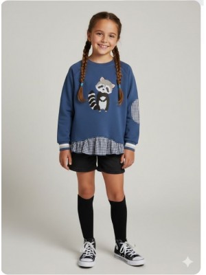 Sudadera felpa azul mapache Mon petit bonbon