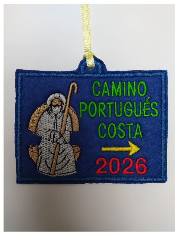 Parche bordado Apostol camino portugu&eacute;s costa con a&ntilde;o