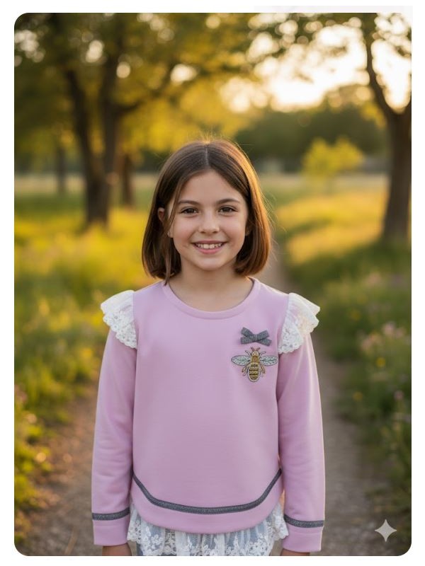 Sudadera ni&ntilde;a jalea rosa Ana Leza