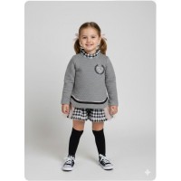 Conjunto sudadera braga falda vichy negro Ana Leza