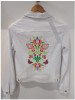 Chaqueta blanca mujer bordado multicolor espalda