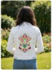 Chaqueta blanca mujer bordado multicolor espalda