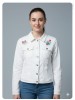 Chaqueta blanca mujer bordado multicolor espalda