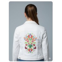 Chaqueta blanca mujer bordado multicolor espalda