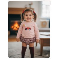 Conjunto sudadera conejo en coche y braga con volante Pio pio