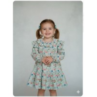 Vestido verde agua casitas Mon petit bonbon