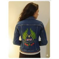 Chaqueta vaquera bordado helechos