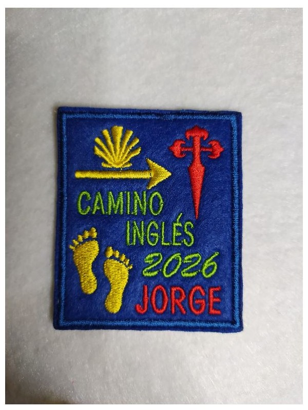 Parche camino de Santiago Ingl&eacute;s con tu nombre y a&ntilde;o