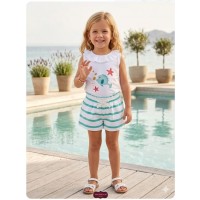 Conjunto camiseta pez short rayas Mon petit bonbon