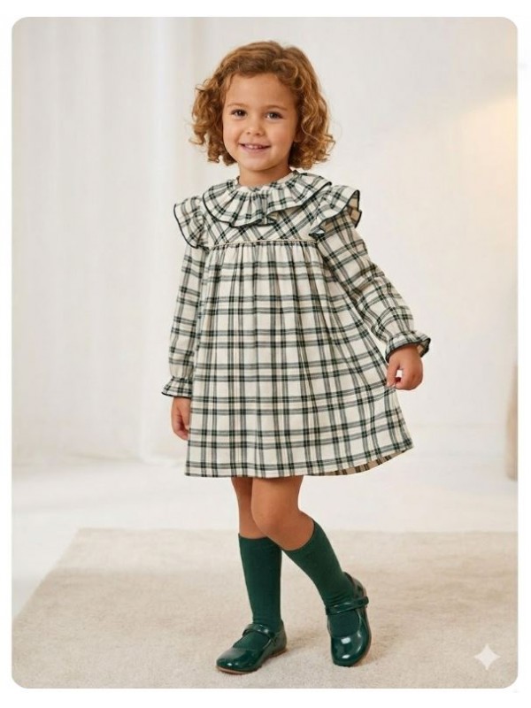 Vestido cuadros verde Mon petit bonbon