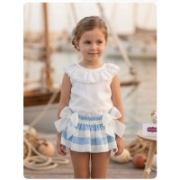 Conjunto blusa y braga falda rayas azul Nini