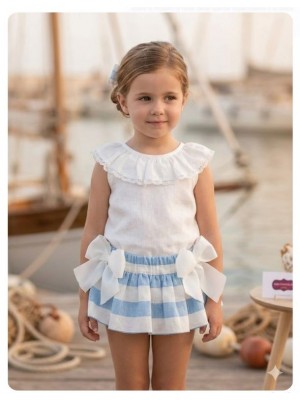 Conjunto blusa y braga falda rayas azul Nini