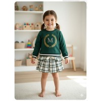 Conjunto falda pantalón y sudadera bordada Mon petit bonbon