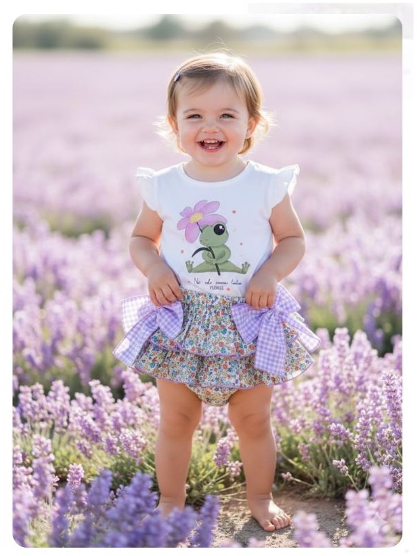 Conjunto camiseta rana flor Pio pio