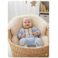 Conjunto bebe punto azul polaina Nini