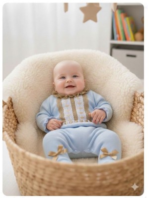 Conjunto bebe punto azul polaina Nini