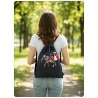 Mochila vaquera bordada elefante mandala personalizable