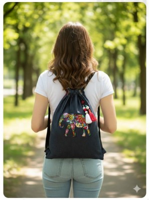 Mochila vaquera bordada elefante mandala personalizable