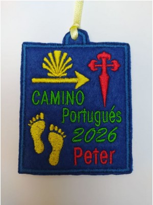 Parche pies peregrino con tu nombre camino portugués