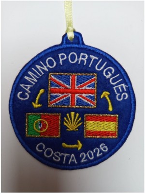 Parche bordado bandera reino unido camino portugues costa con año