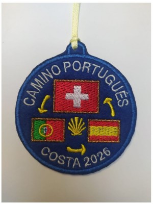 Parche bordado camino de santiago 3 banderas Suiza
