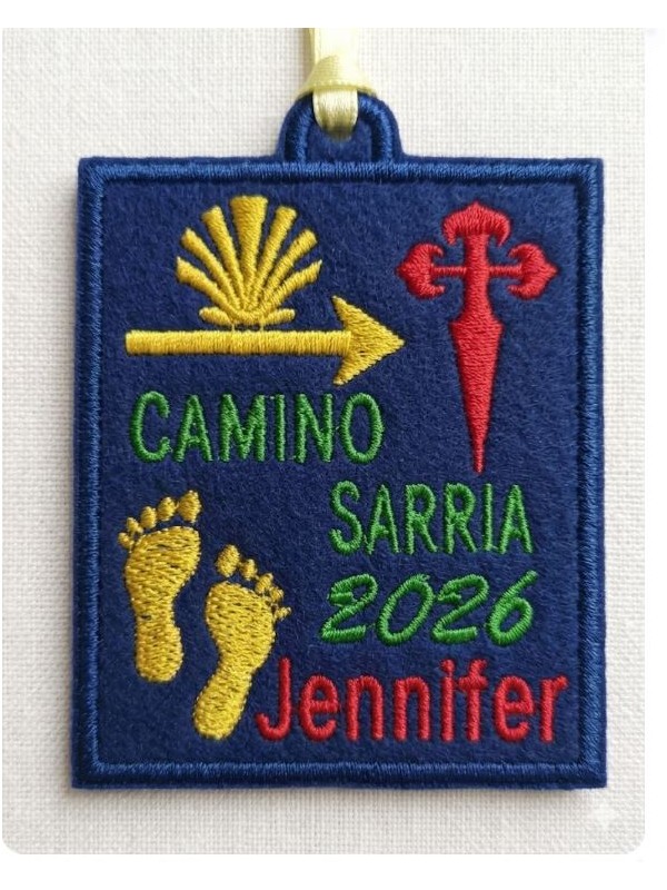 Camino Santiago Sarria patch with your name and year