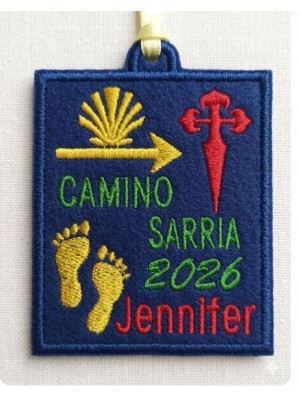 Camino Santiago Sarria patch with your name and year