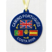 Embroidered patch United Kingdom flag Portuguese Way Coast with year