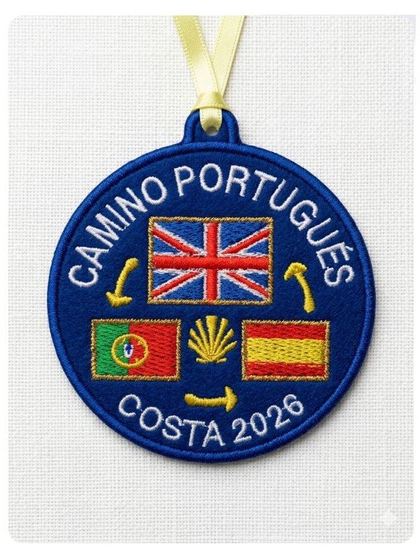 Embroidered patch United Kingdom flag Portuguese Way Coast with year
