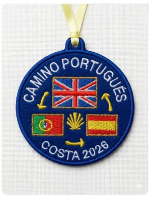 Parche bordado bandera reino unido camino portugues costa con año