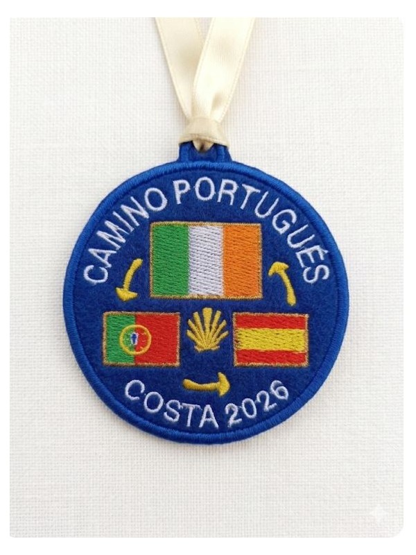 Embroidered patch Portuguese Way of St. James coast 3 flags Ireland
