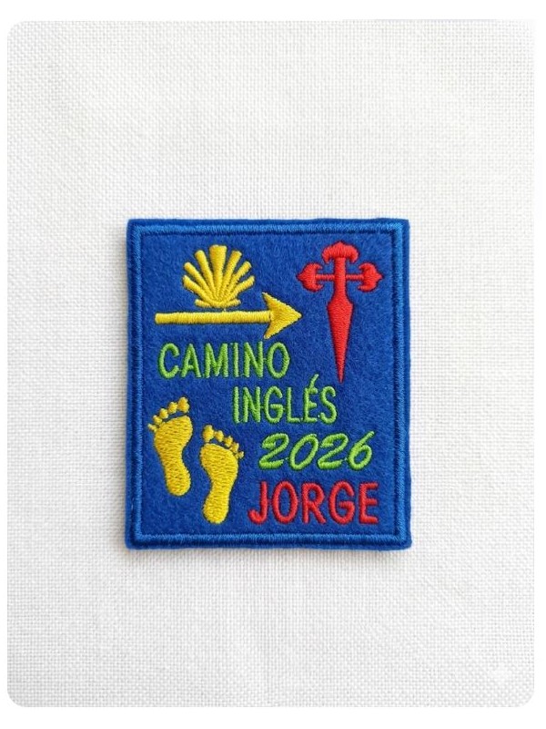 English Camino de Santiago patch with your name and year