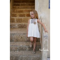 Vestido Yuca Noma Fernandez blanco bordado pechera